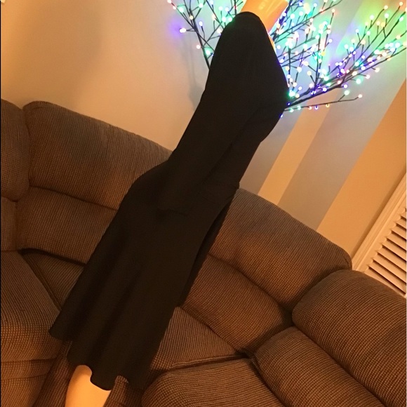 “a.x.l.” Black Deep V Wrap Style Dress Size M - Picture 5 of 7